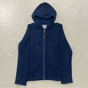 Fat Face Womens sz 8 Blue Hemsby Full Zip Hoodie Textured Cable Knit w/ Pockets